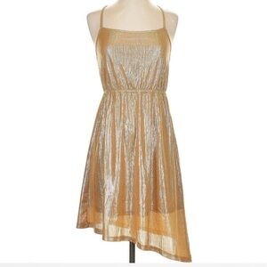 Metallic Asymmetrical Gold Dress
